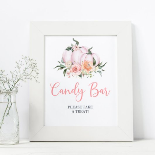 Fall Floral Little Pumpkin Dusche Candy Bar Poster