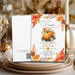 Fall Floral Little Pumpkin on Way Baby Shower Einladung