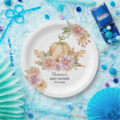 Fall Floral Little Pumpkin on Way Baby Shower Pappteller (Party)