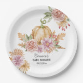 Fall Floral Little Pumpkin on Way Baby Shower Pappteller (Vorderseite)