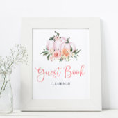 Fall Floral Little Pumpkin Shower Guest Book Poster