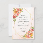 Fall Floral Modern Geometric Wedding Save The Date (Vorderseite)