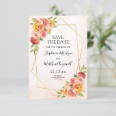 Fall Floral Modern Geometric Wedding Save The Date (Stehend Vorderseite)
