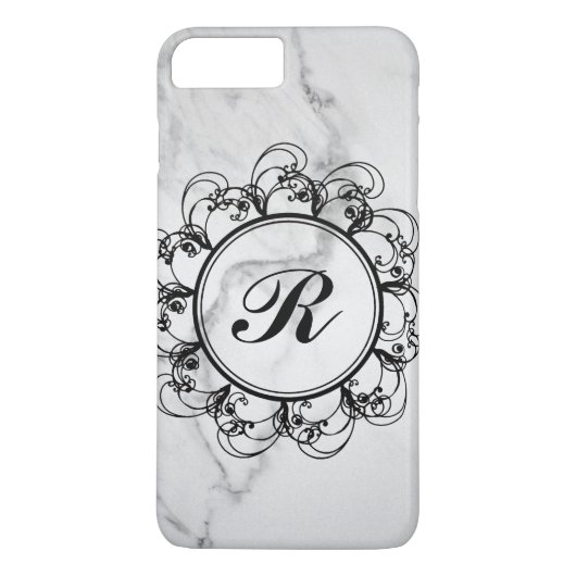 Fall "Floral Monogram Marble iPhone 7" Case-Mate iPhone Hülle (Rückseite)