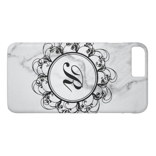 Fall "Floral Monogram Marble iPhone 7" Case-Mate iPhone Hülle (Rückseite (Horizontal))