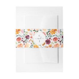 Fall Floral Monogram Wedding Einladungsbanderole