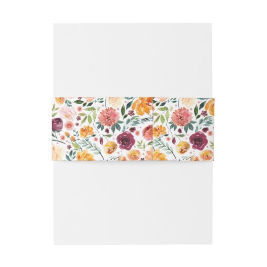 Fall Floral Monogram Wedding Einladungsbanderole (Rückseitenbeispiel)