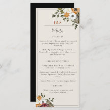 Fall Floral Monogram Wedding Watercolor Black