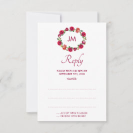 Fall Floral Monogram Wreath Wedding Repair Cards RSVP Karte