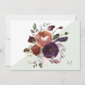 Fall Floral Monogramm Note Card Dankeskarte (Vorderseite)