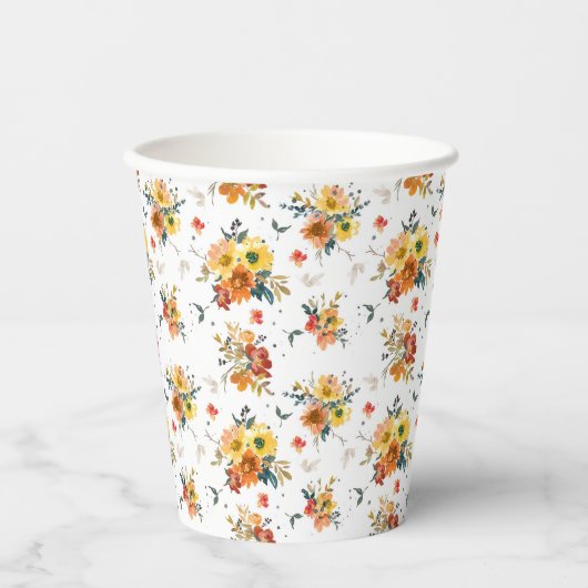 Fall Floral Muster Pappbecher (Vorderseite)