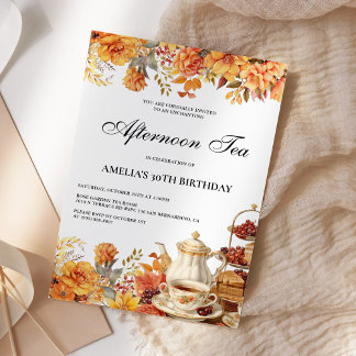 Fall Floral Nachmittag Tee Geburtstagsparty Einladung