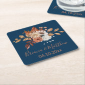 Fall Floral Navy Blue Square Paper Untersetzer (angewinkelt)