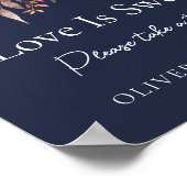 Fall Floral Navy Blue Wedding Liebe ist süßes Zeic Poster (Ecke)
