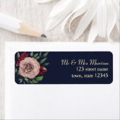 Fall Floral Navy Burgundy Hochzeitadresse (Insitu)