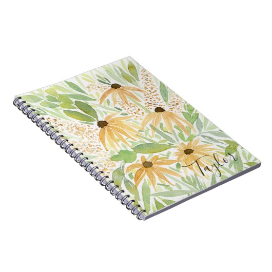 Fall Floral Notebook Black Mit Augen Susans Notizblock (Rechte Seite)