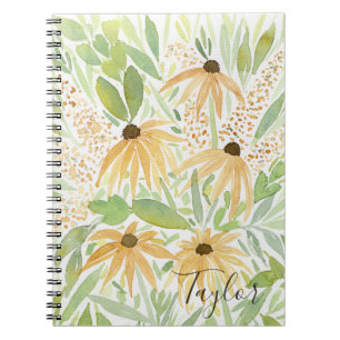 Fall Floral Notebook Black Mit Augen Susans Notizblock