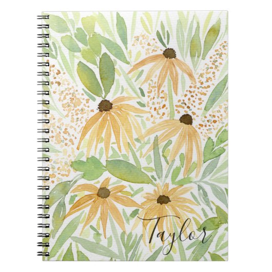 Fall Floral Notebook Black Mit Augen Susans Notizblock (Vorderseite)