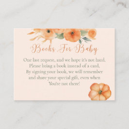 Fall Floral Orange Baby Shower Books For Baby Begleitkarte