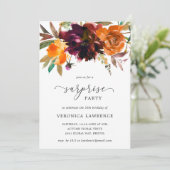Fall Floral Orange Burgundy Überraschung Geburtsta Einladung (Stehend Vorderseite)