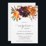 Fall Floral Orange Burgundy Überraschung Geburtsta Einladung<br><div class="desc">Rustikale boho florale Überraschung Geburtstagseinladung mit einem blumengeschmückten Aquarell in warmen und erdigen Farbtönen gebrannter Orange,  Terrakotta und tiefbordeauxfarbenen Tönen sowie ein wenig Grün. Diese elegante Einladung mit den reichen Farben des Herbstes ist großartig für die Überraschungsgeburtstagsfeier einer erwachsenen Frau im Herbst.</div>