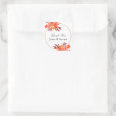 Fall Floral Orange Gold Brown Danke Square Sti Quadratischer Aufkleber (Tasche)