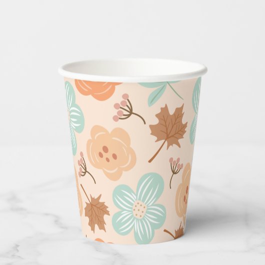 Fall Floral Paper Pappbecher (Rückseite)
