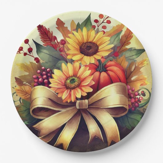 Fall Floral Paper Tellers, 9" Round Paper Teller