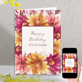 Fall Floral Personalisiert Geburtstag Karte