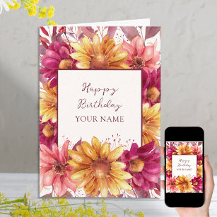 Fall Floral Personalisiert Geburtstag Karte