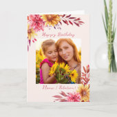 Fall Floral Personalisiertes Foto Geburtstag Karte (Vorderseite)