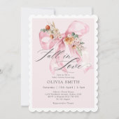 Fall Floral Pink Bow Fall in Liebe Babydusche Einladung (Vorderseite)