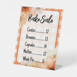 Fall Floral Plaid Bake Sale Sign Template Sockelschild