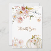 Fall Floral Pumpkin Baby Dusche Dankeskarte (Vorderseite)