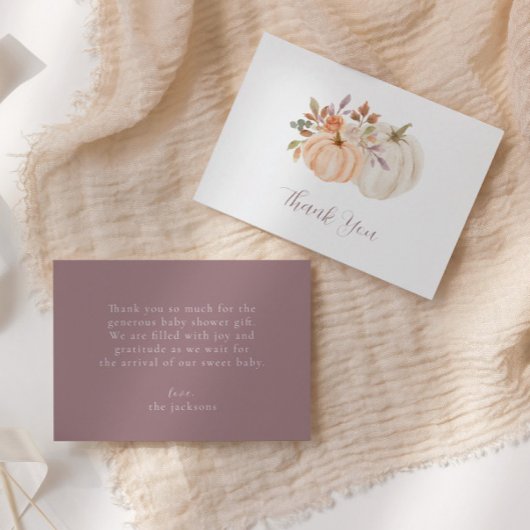 Fall Floral Pumpkin Baby Dusche Dankeskarte