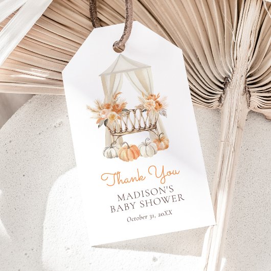 Fall Floral Pumpkin Baby Dusche Geschenkanhänger
