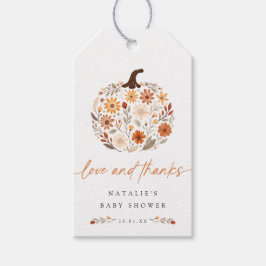 Fall Floral Pumpkin Baby Dusche Geschenkanhänger