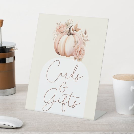 Fall Floral Pumpkin Baby Duschkarten und Geschenke Sockelschild (In SItu)