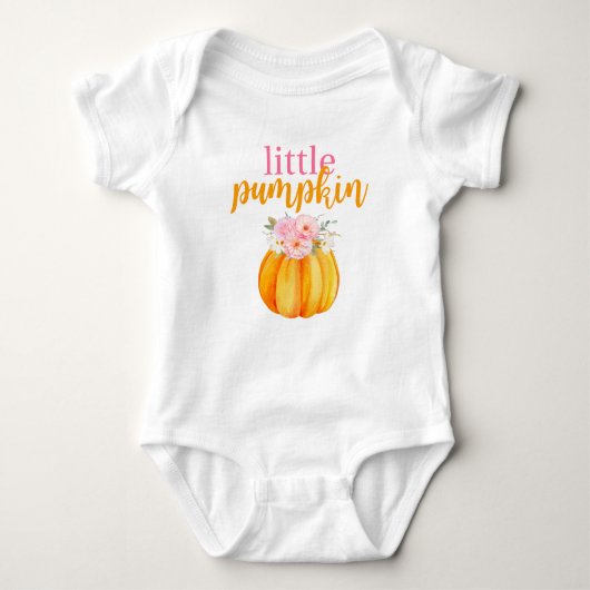 Fall Floral Pumpkin Baby Girl's 1st Birthday ONE Baby Strampler (Vorderseite)