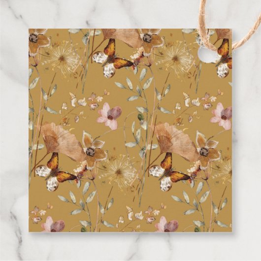 Fall Floral Pumpkin Boho Babydusche Geschenkanhänger (Rückseite)