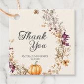 Fall Floral Pumpkin Boho Babydusche Geschenkanhänger (Vorderseite)