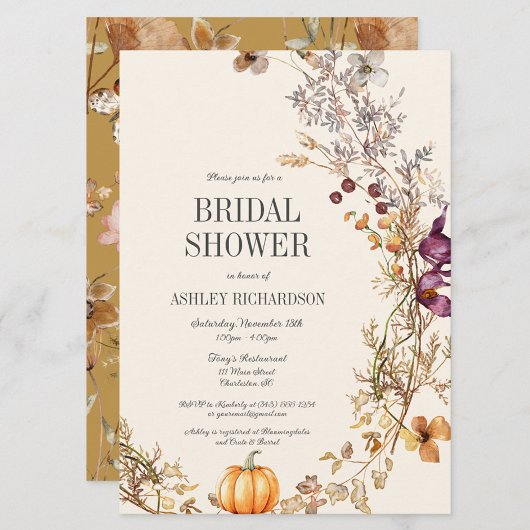 Fall Floral Pumpkin Boho Bridal Dusche Einladung