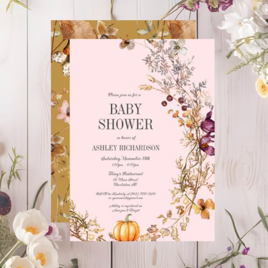Fall Floral Pumpkin Boho Kinderdusche Einladung