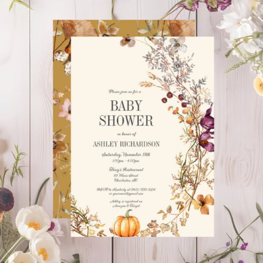 Fall Floral Pumpkin Boho Kinderdusche Einladung