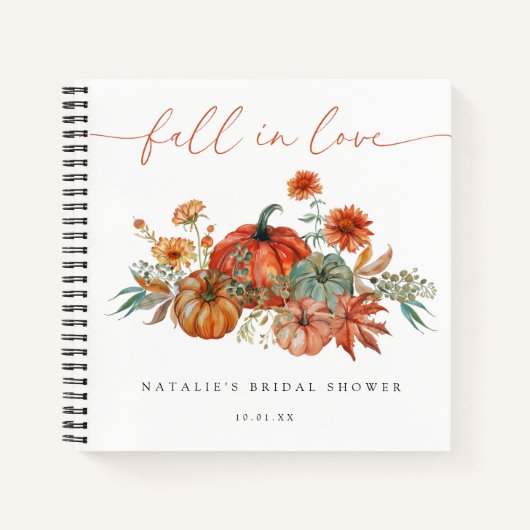 Fall Floral Pumpkin Brautparty Gästebuch Notizblock (Vorderseite)