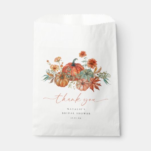 Fall Floral Pumpkin Brautparty Geschenktütchen (Vorderseite)