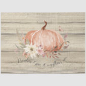 Fall Floral Pumpkin Burnt Orange Script Decoupage Seidenpapier (Vorderseite)