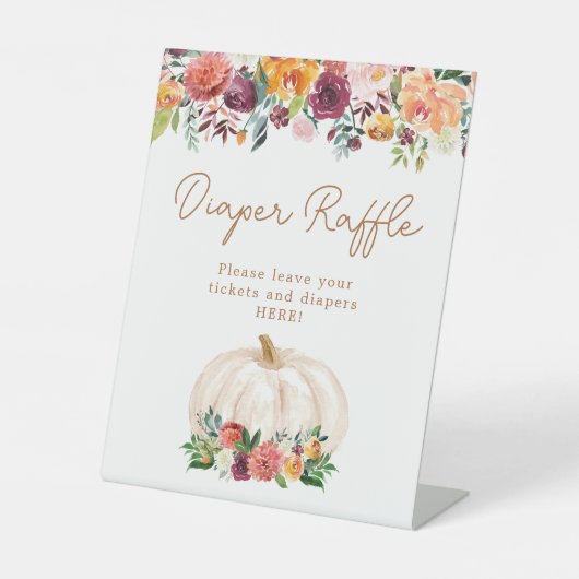 Fall Floral Pumpkin Diaper Raffle Sign Sockelschild (Vorderseite)