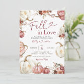 Fall Floral Pumpkin Engagement Party Einladung (Stehend Vorderseite)