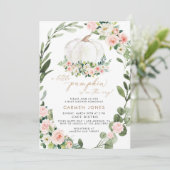 Fall Floral Pumpkin Fall Baby Dusche Einladung (Stehend Vorderseite)